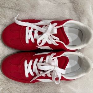 Women's Red Sneakers with White Accents